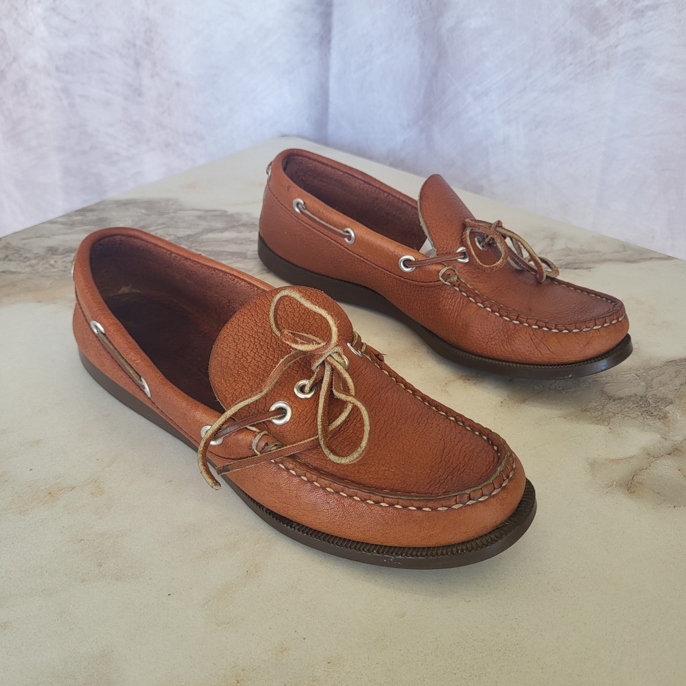 LL Bean Deck Boot Style Goodyear Moccasin Loafers Men's Size 7.5 M Brown